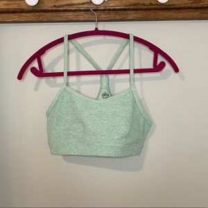 EUC ALO Yoga Green and White Sports Bra, large